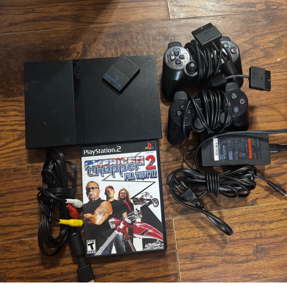 Sony PlayStation 2 PS2 Slim SCPH-77001 Console Bundle 2 Controllers Memory Card